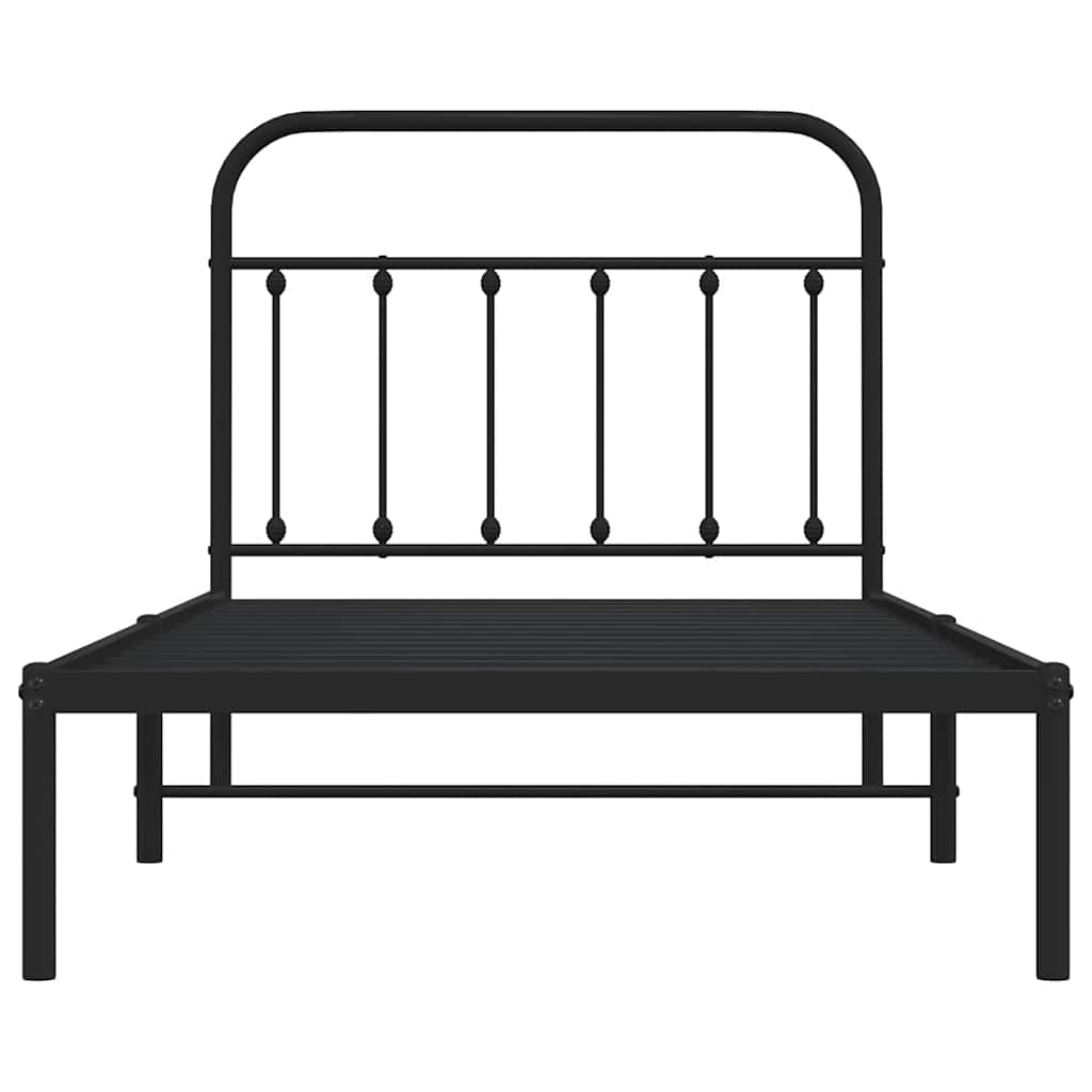 vidaXL Metal Bed Frame without Mattress with Headboard Black 100x190cm