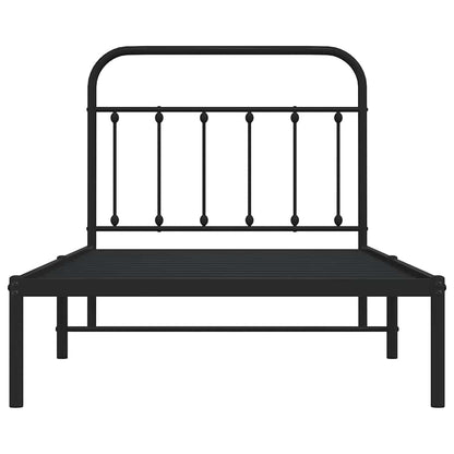 vidaXL Metal Bed Frame without Mattress with Headboard Black 100x190cm