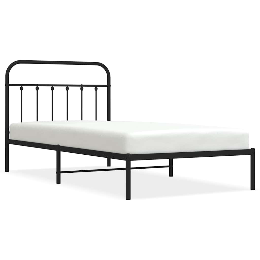 vidaXL Bed Frame | Black | Powder-Coated Steel | 100x200 cm | Bed Frame