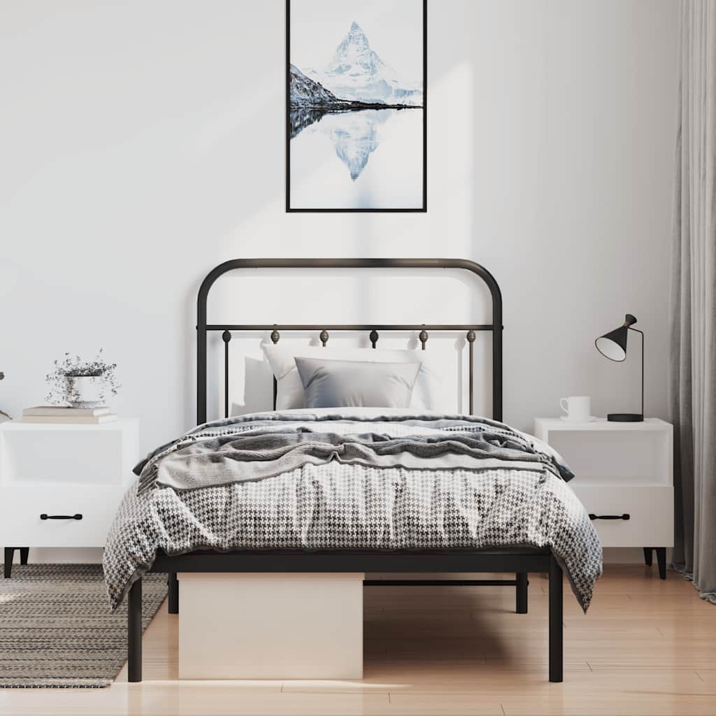 vidaXL Bed Frame | Black | Powder-Coated Steel | 100x200 cm | Bed Frame