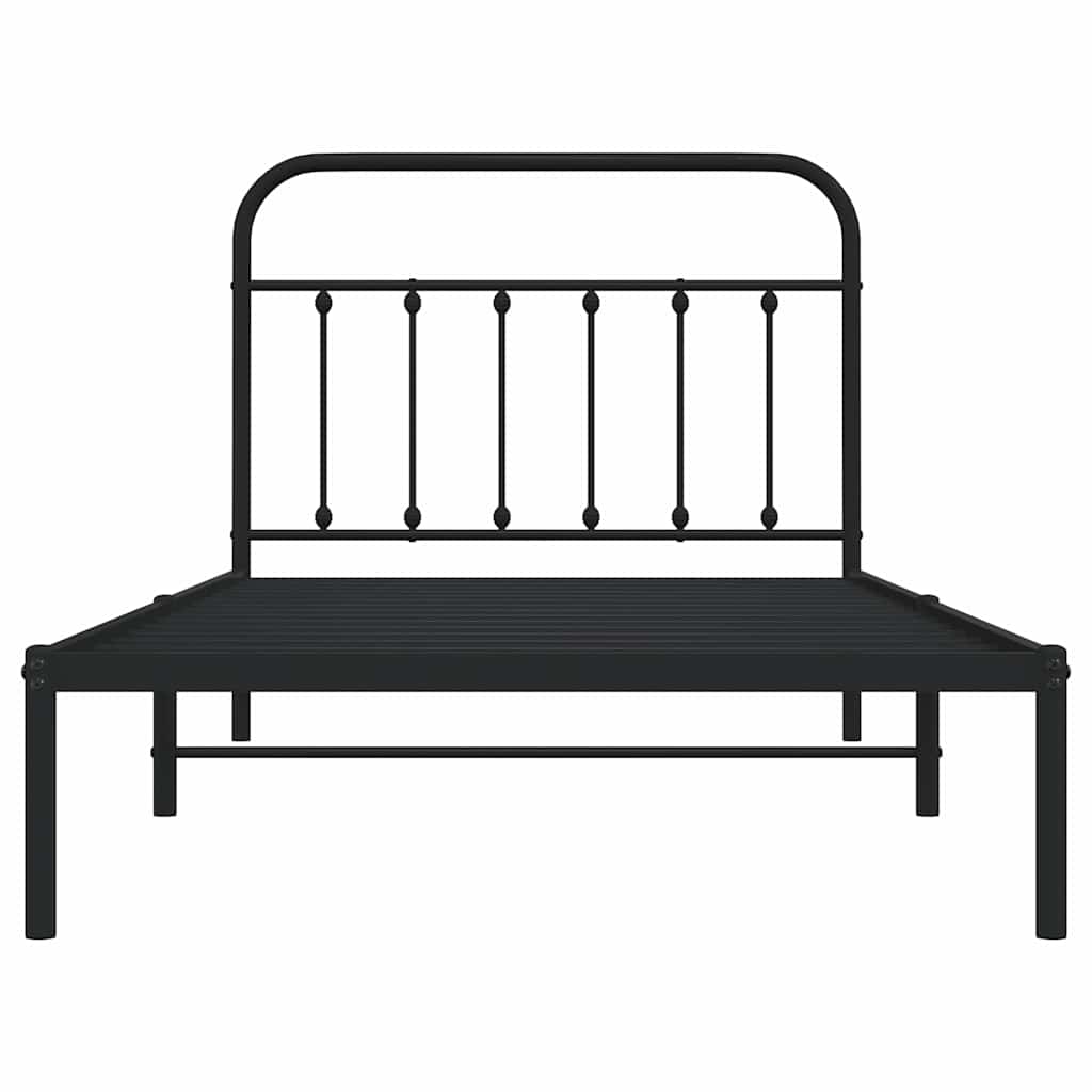vidaXL Bed Frame | Black | Powder-Coated Steel | 100x200 cm | Bed Frame
