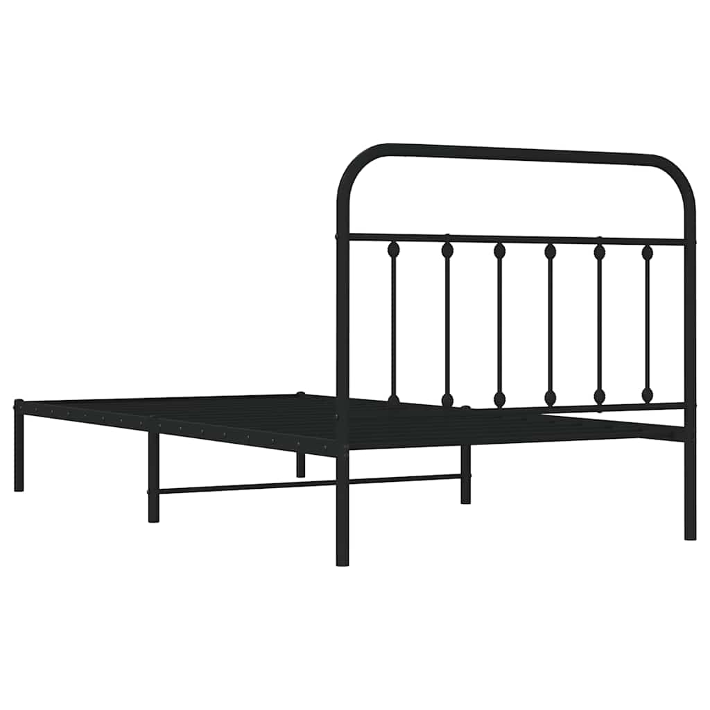 vidaXL Bed Frame | Black | Powder-Coated Steel | 100x200 cm | Bed Frame