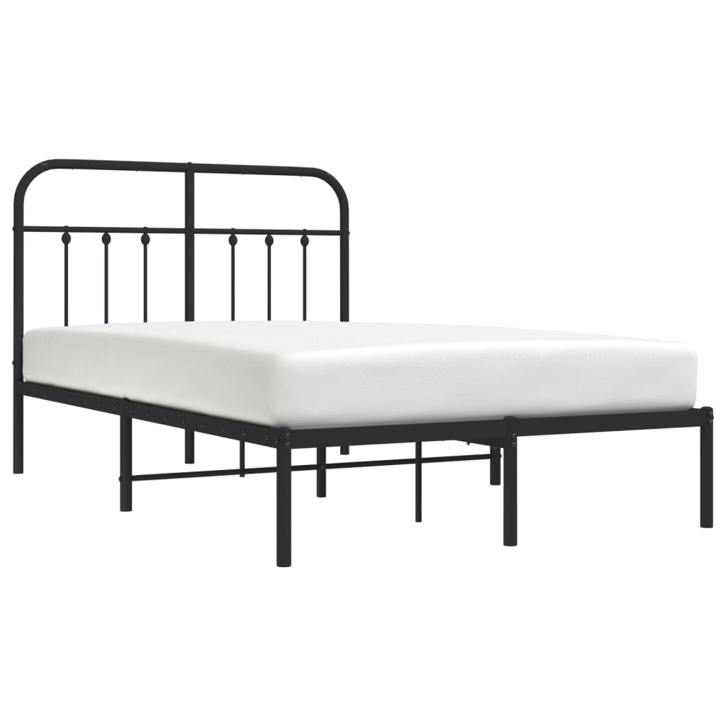 vidaXL Bed Frame | Black | Powder-Coated Steel | 120x190 cm Small Double