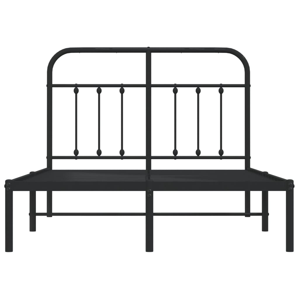 vidaXL Bed Frame | Black | Powder-Coated Steel | 120x190 cm Small Double