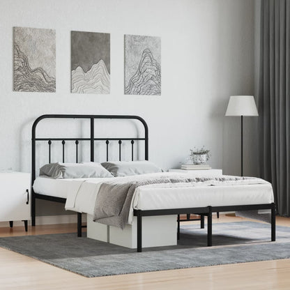 vidaXL Bed Frame | Black | Powder-Coated Steel | 120x190 cm Small Double