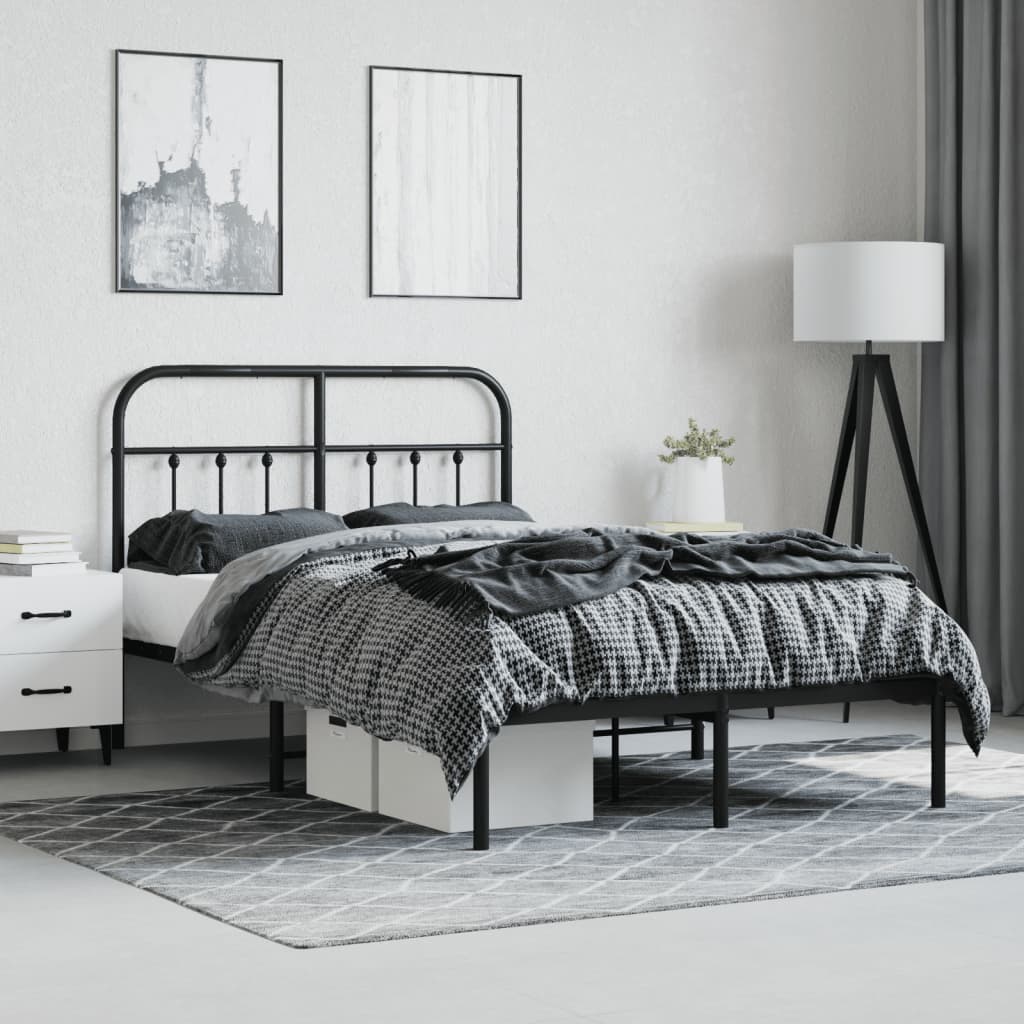 vidaXL Bed Frame | Black | Powder-Coated Steel | 120x200 cm | Bed Frame