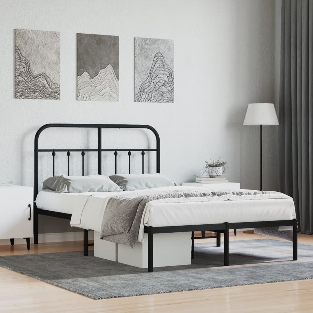 vidaXL Bed Frame | Black | Powder-Coated Steel | 120x200 cm | Bed Frame
