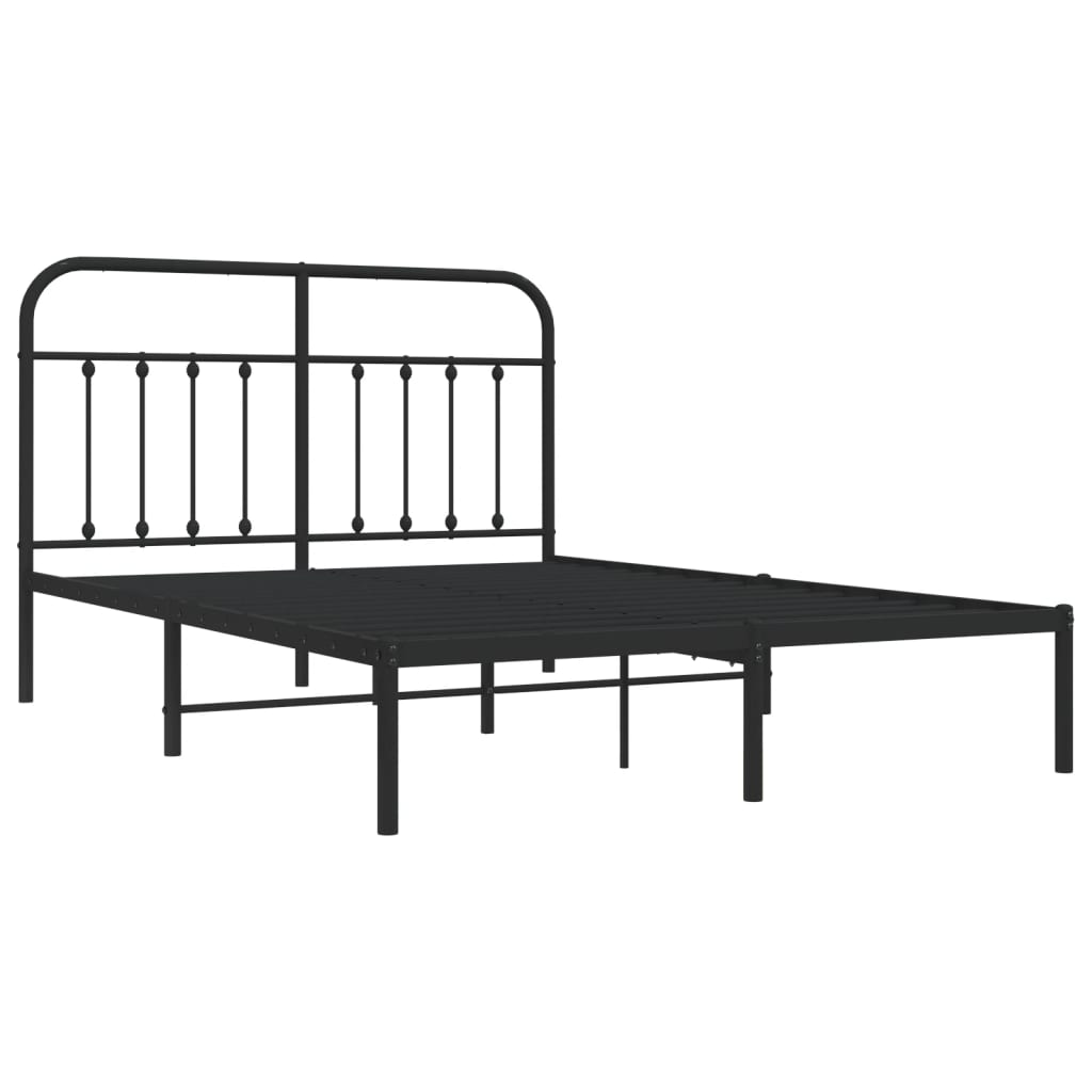vidaXL Bed Frame | Black | Powder-coated steel | 140x190 cm | Bed Frame