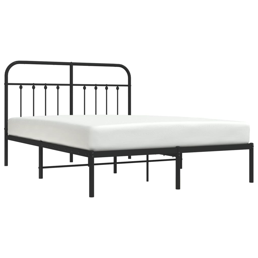 vidaXL Bed Frame | Black | Powder-coated steel | 140x190 cm | Bed Frame