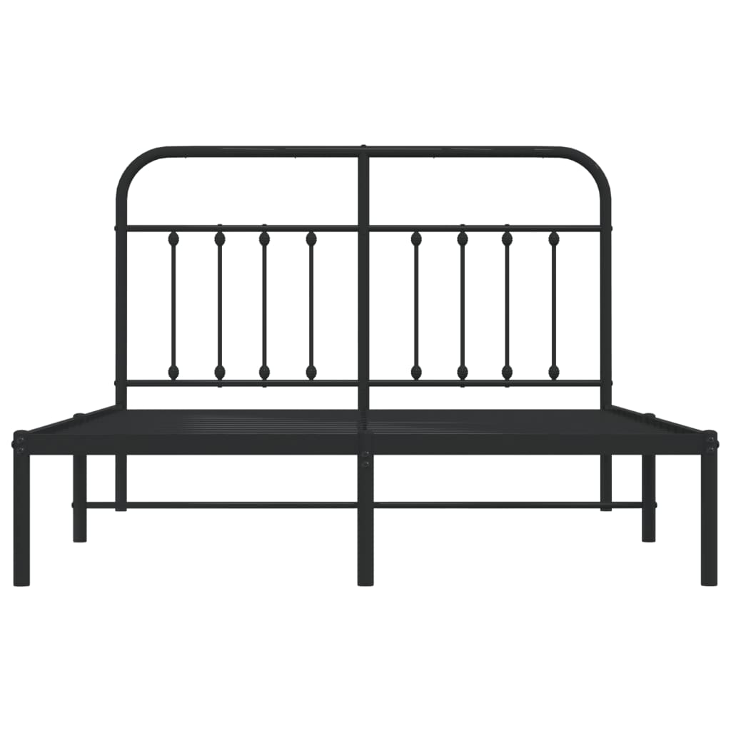 vidaXL Bed Frame | Black | Powder-coated steel | 140x190 cm | Bed Frame