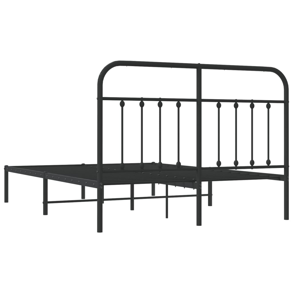 vidaXL Bed Frame | Black | Powder-coated steel | 140x190 cm | Bed Frame