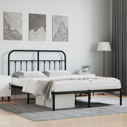 vidaXL Bed Frame | Black | Powder-coated steel | 140x190 cm | Bed Frame