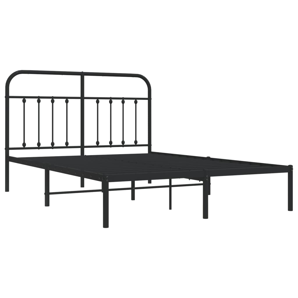 vidaXL Bed Frame | Black | Steel | 140x200cm | Metal Bed Frame | Rectangular