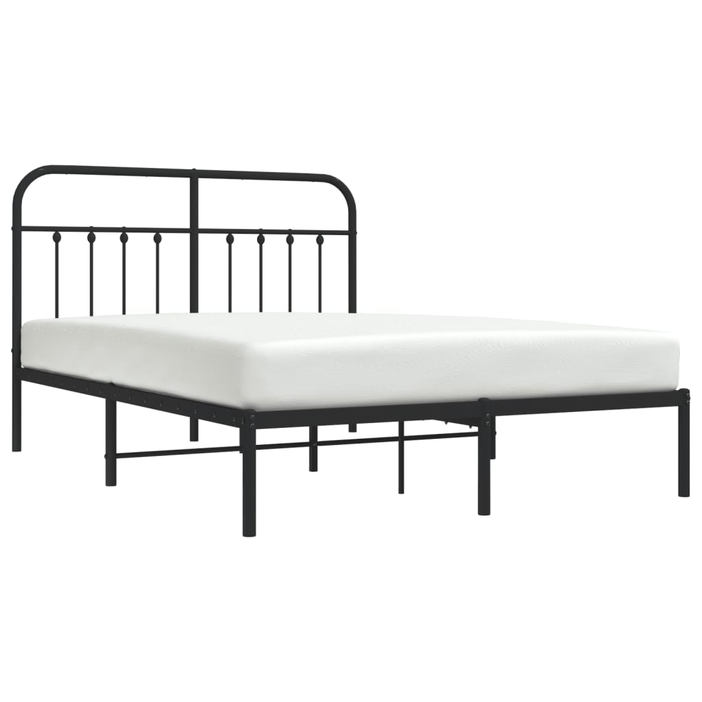 vidaXL Bed Frame | Black | Steel | 140x200cm | Metal Bed Frame | Rectangular