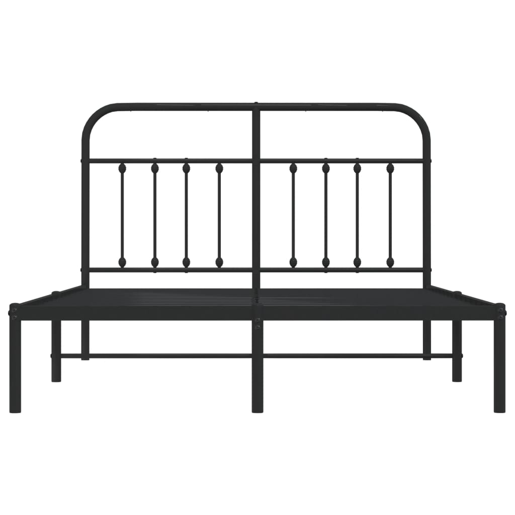 vidaXL Bed Frame | Black | Steel | 140x200cm | Metal Bed Frame | Rectangular