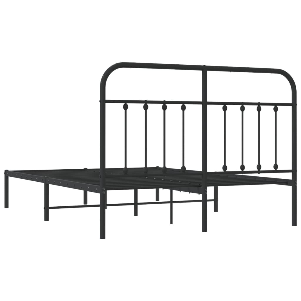 vidaXL Bed Frame | Black | Steel | 140x200cm | Metal Bed Frame | Rectangular