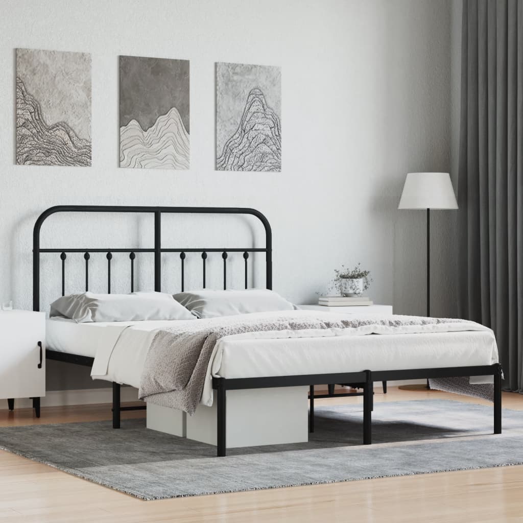 vidaXL Bed Frame | Black | Steel | 140x200cm | Metal Bed Frame | Rectangular