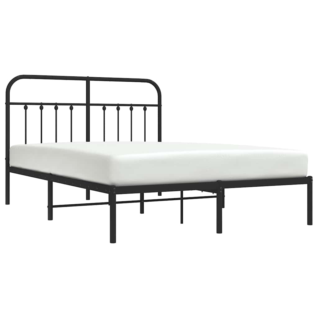 vidaXL Metal Bed Frame without Mattress with Headboard Black 150x200cm