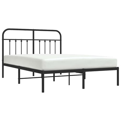 vidaXL Metal Bed Frame without Mattress with Headboard Black 150x200cm
