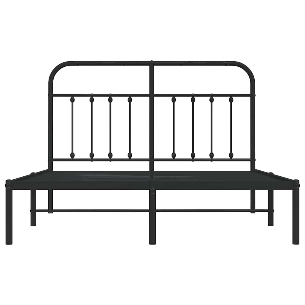 vidaXL Metal Bed Frame without Mattress with Headboard Black 150x200cm