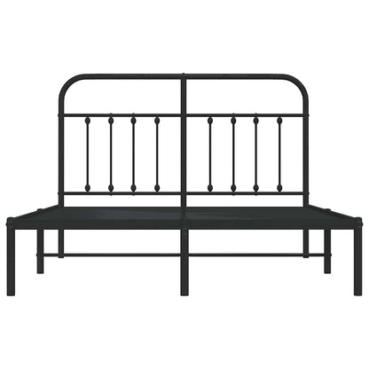 vidaXL Metal Bed Frame without Mattress with Headboard Black 150x200cm