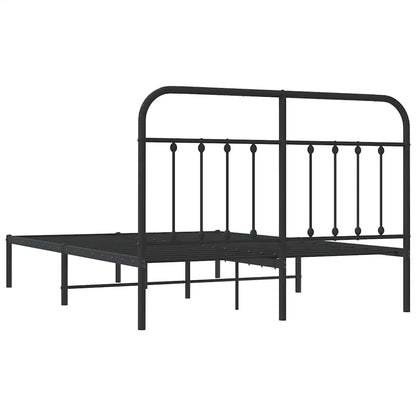 vidaXL Metal Bed Frame without Mattress with Headboard Black 150x200cm