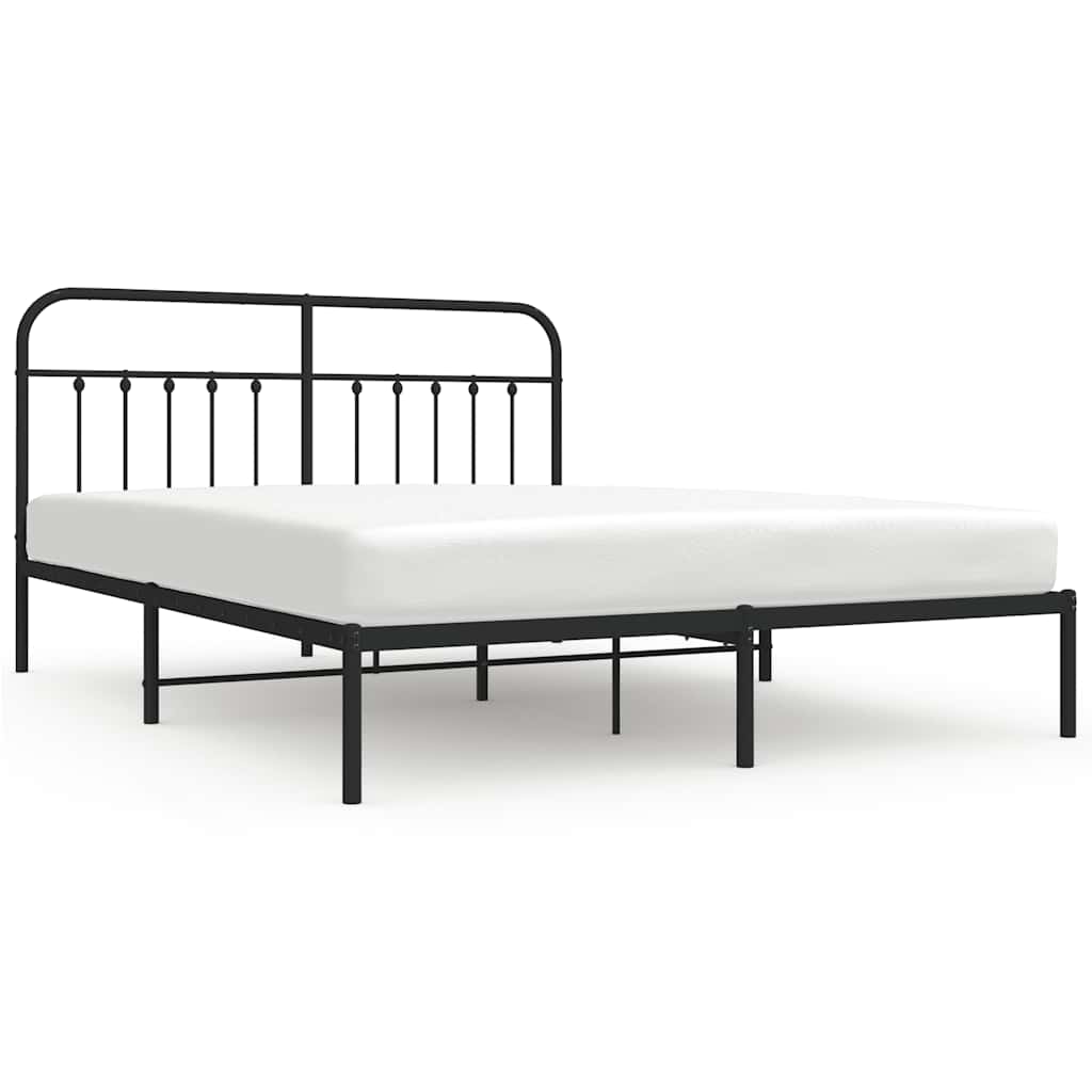 vidaXL Bed Frame | Black | Steel | Double | Durable | Bed Frame | Rectangular