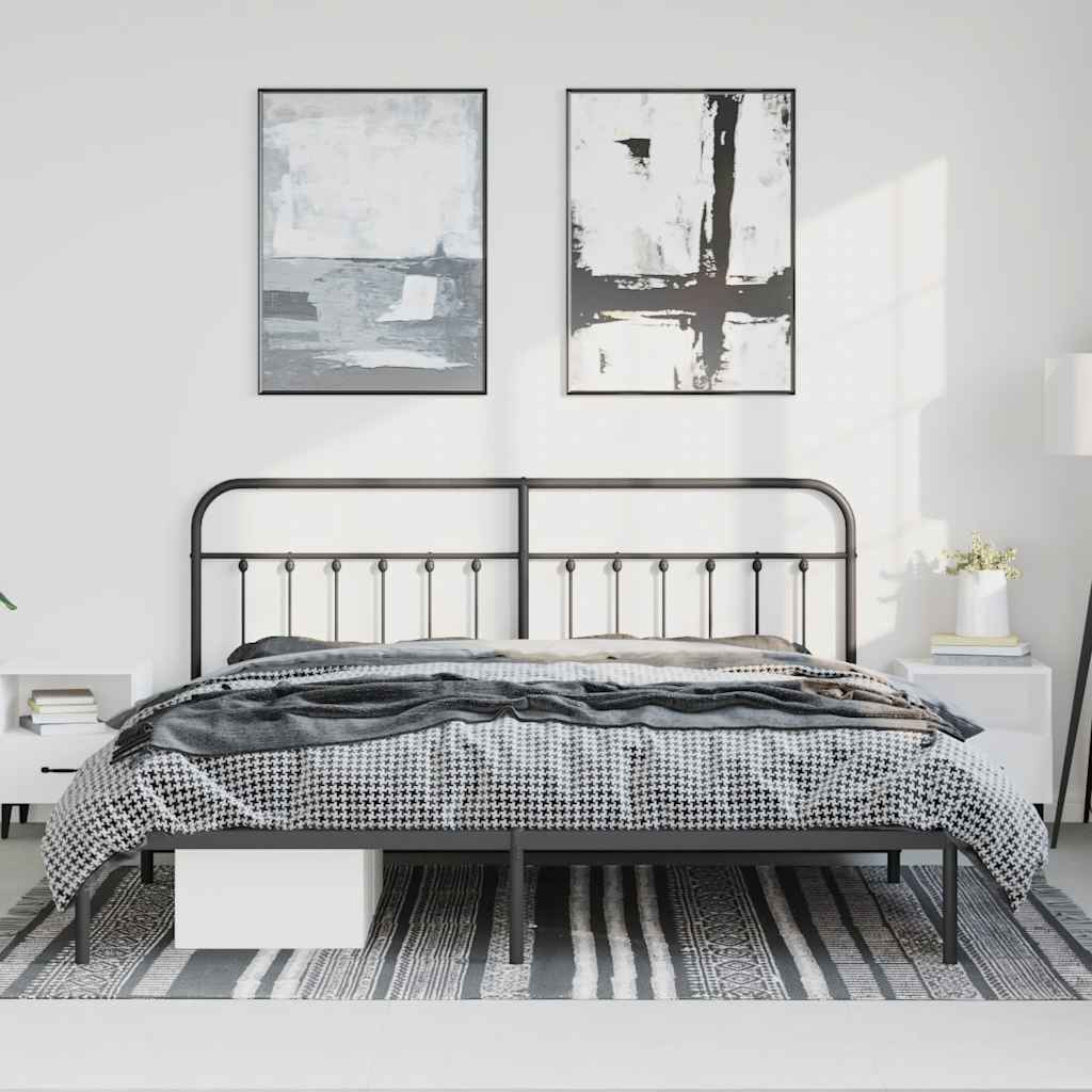vidaXL Bed Frame | Black | Steel | Double | Durable | Bed Frame | Rectangular