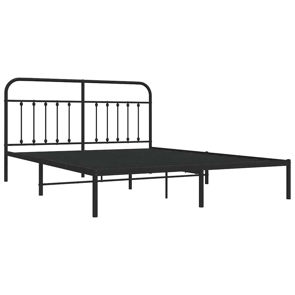vidaXL Bed Frame | Black | Steel | Double | Durable | Bed Frame | Rectangular
