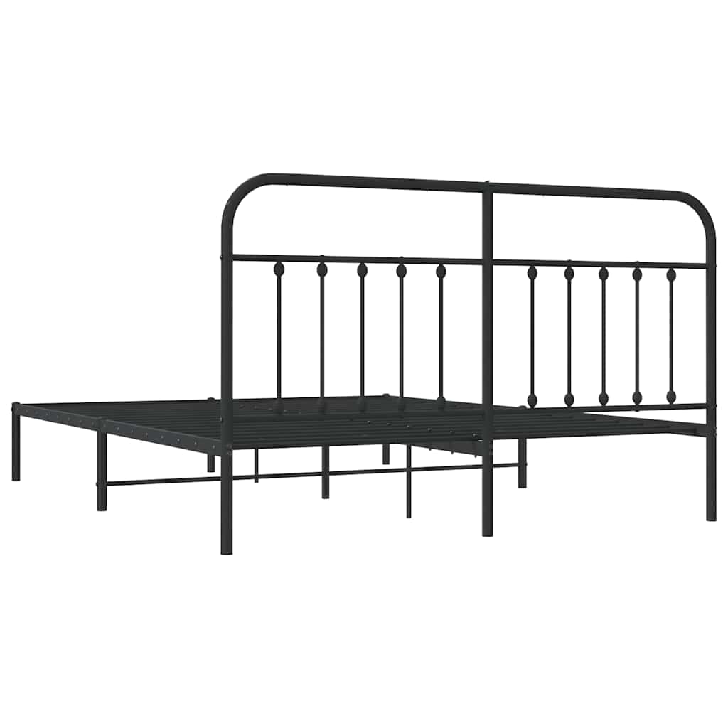 vidaXL Bed Frame | Black | Steel | Double | Durable | Bed Frame | Rectangular