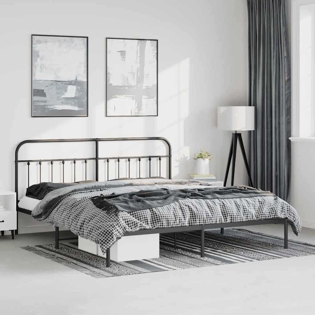 vidaXL Bed Frame | Black | Steel | Double | Durable | Bed Frame | Rectangular