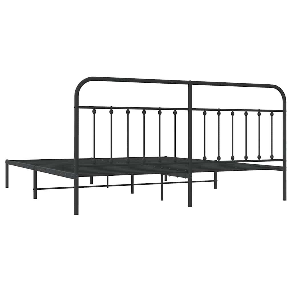 vidaXL Bed Frame | Black | Steel | 193x203 cm | Bed Frame | Rectangular