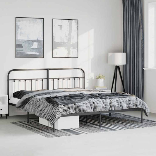 vidaXL Bed Frame | Black | Steel | 193x203 cm | Bed Frame | Rectangular