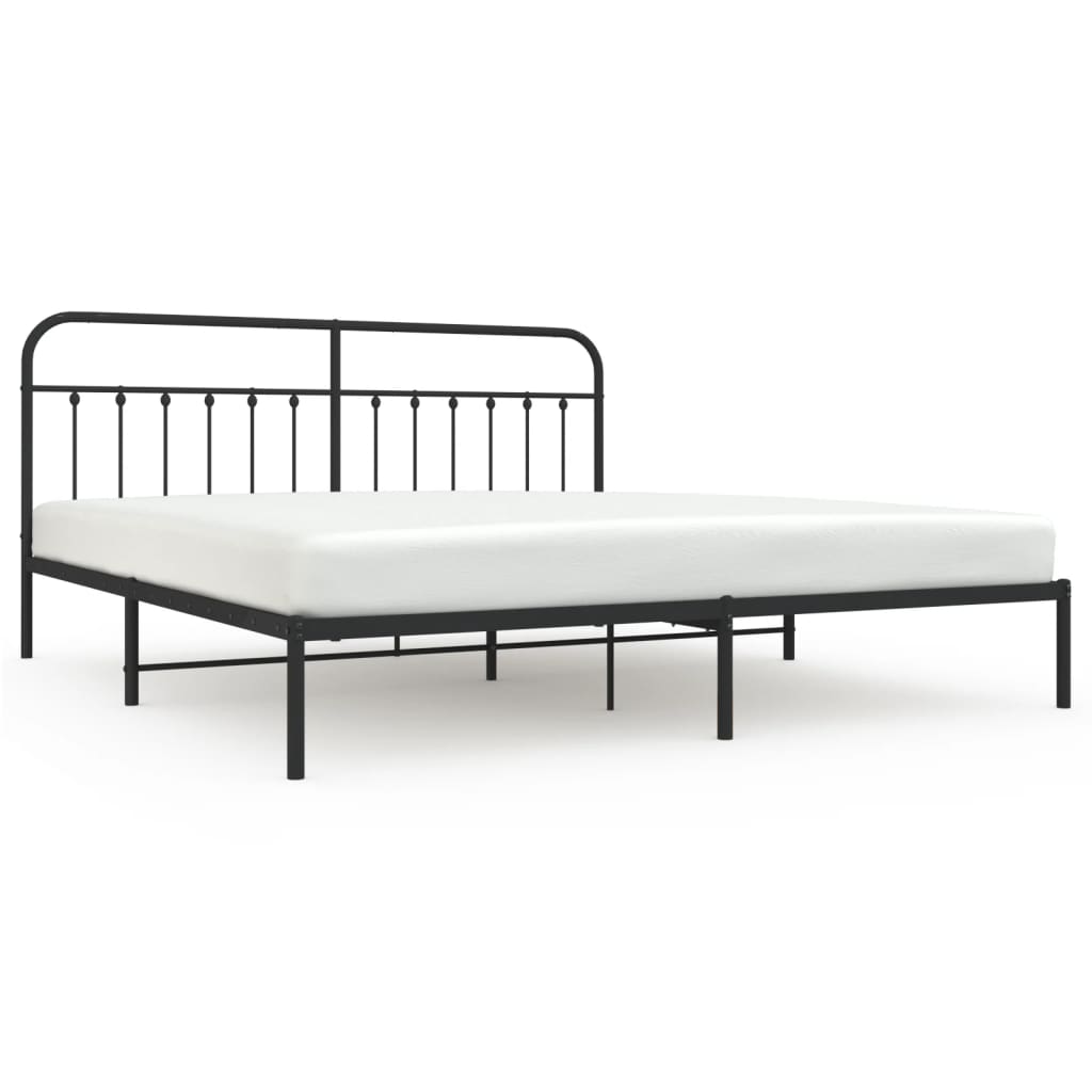 vidaXL Bed Frame | Black | Powder-Coated Steel | Double | Industrial | Bed Frame