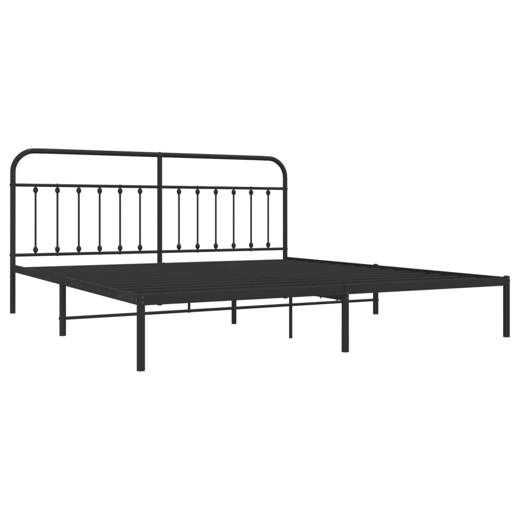 vidaXL Bed Frame | Black | Powder-Coated Steel | Double | Industrial | Bed Frame