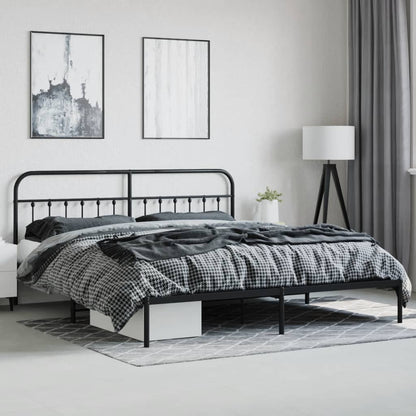 vidaXL Bed Frame | Black | Powder-Coated Steel | Double | Industrial | Bed Frame