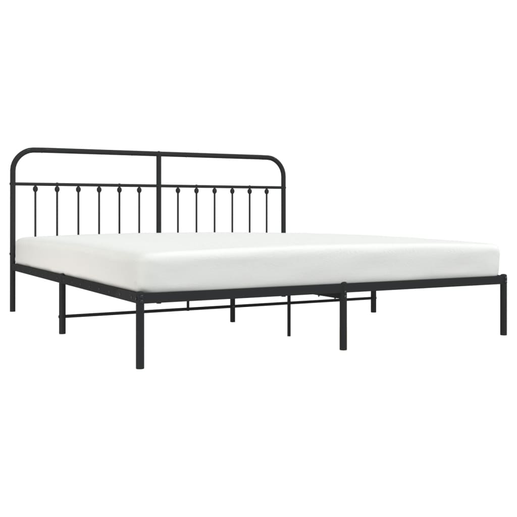 vidaXL Bed Frame | Black | Powder-Coated Steel | Double | Industrial | Bed Frame