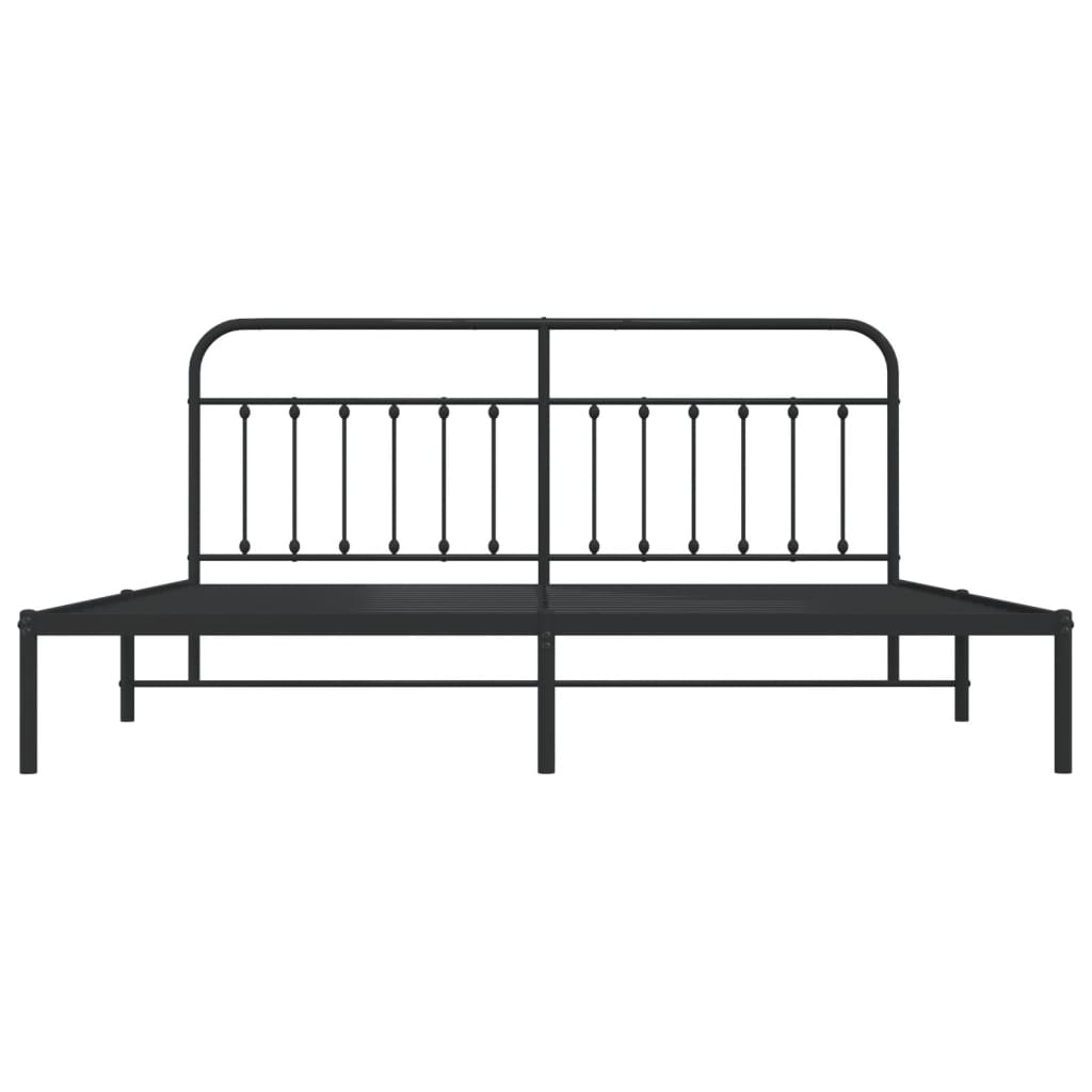 vidaXL Bed Frame | Black | Powder-Coated Steel | Double | Industrial | Bed Frame