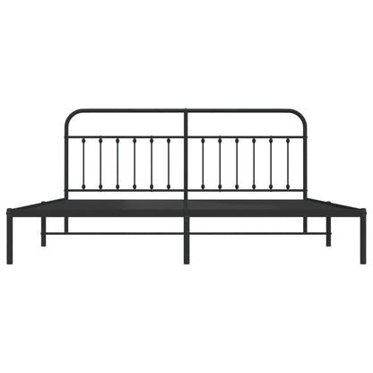 vidaXL Bed Frame | Black | Powder-Coated Steel | Double | Industrial | Bed Frame