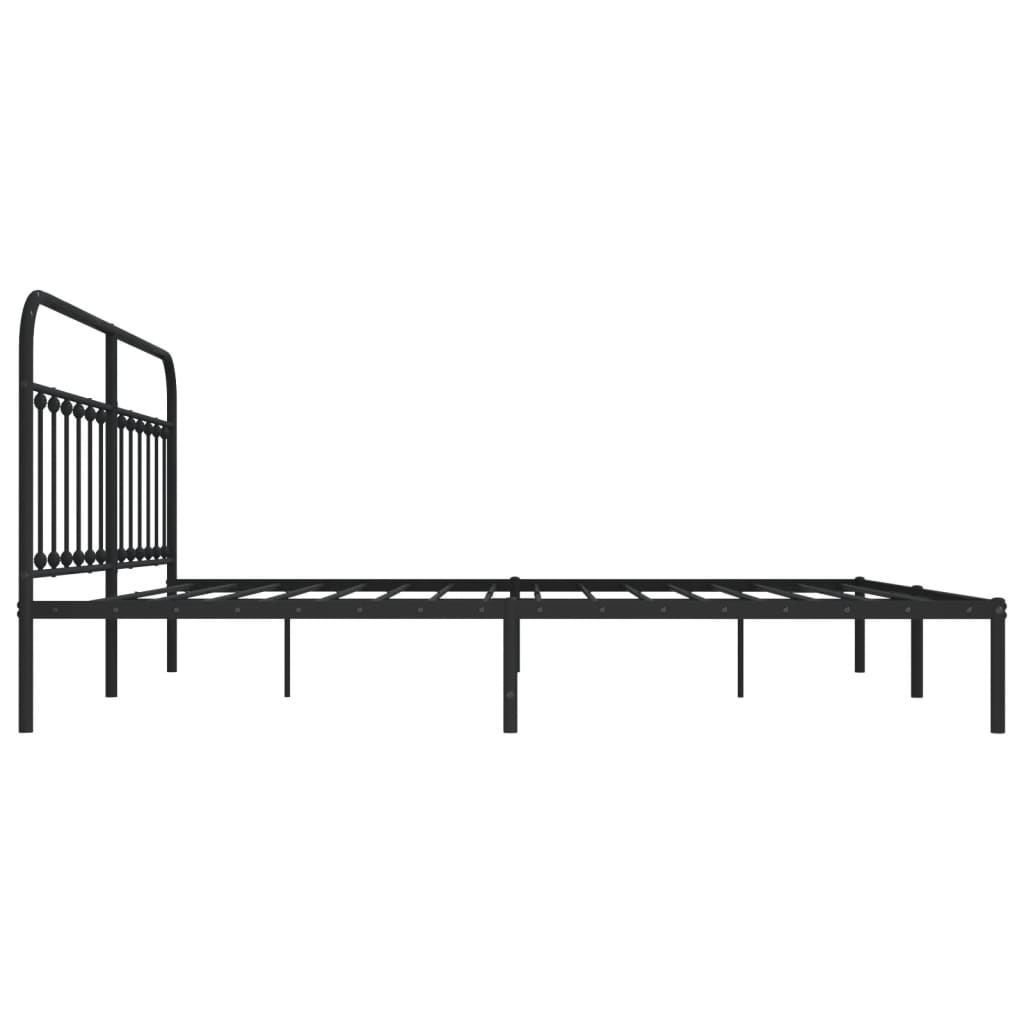 vidaXL Bed Frame | Black | Powder-Coated Steel | Double | Industrial | Bed Frame