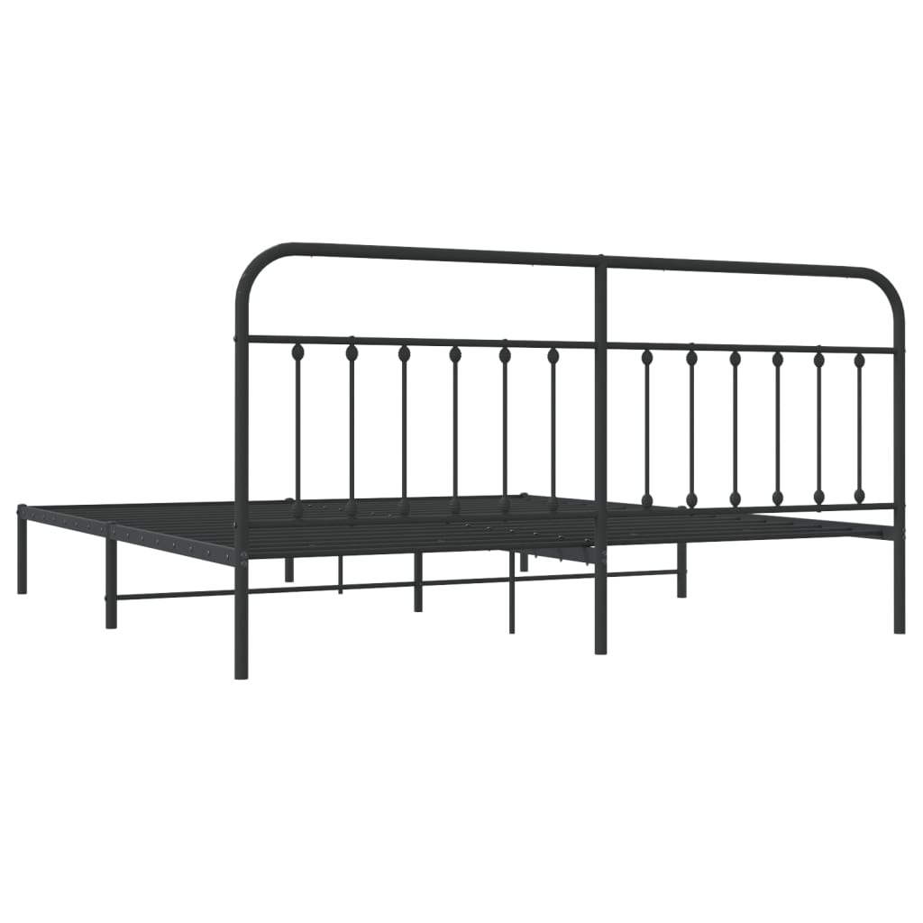 vidaXL Bed Frame | Black | Powder-Coated Steel | Double | Industrial | Bed Frame