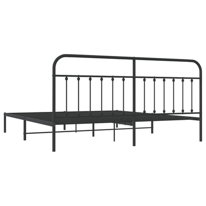 vidaXL Bed Frame | Black | Powder-Coated Steel | Double | Industrial | Bed Frame
