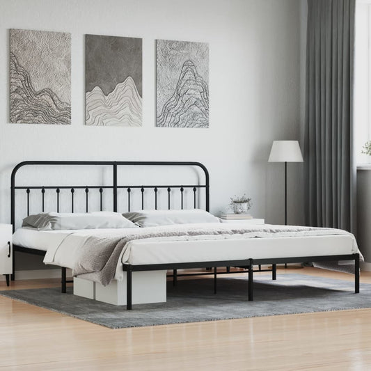 vidaXL Bed Frame | Black | Powder-Coated Steel | Double | Industrial | Bed Frame