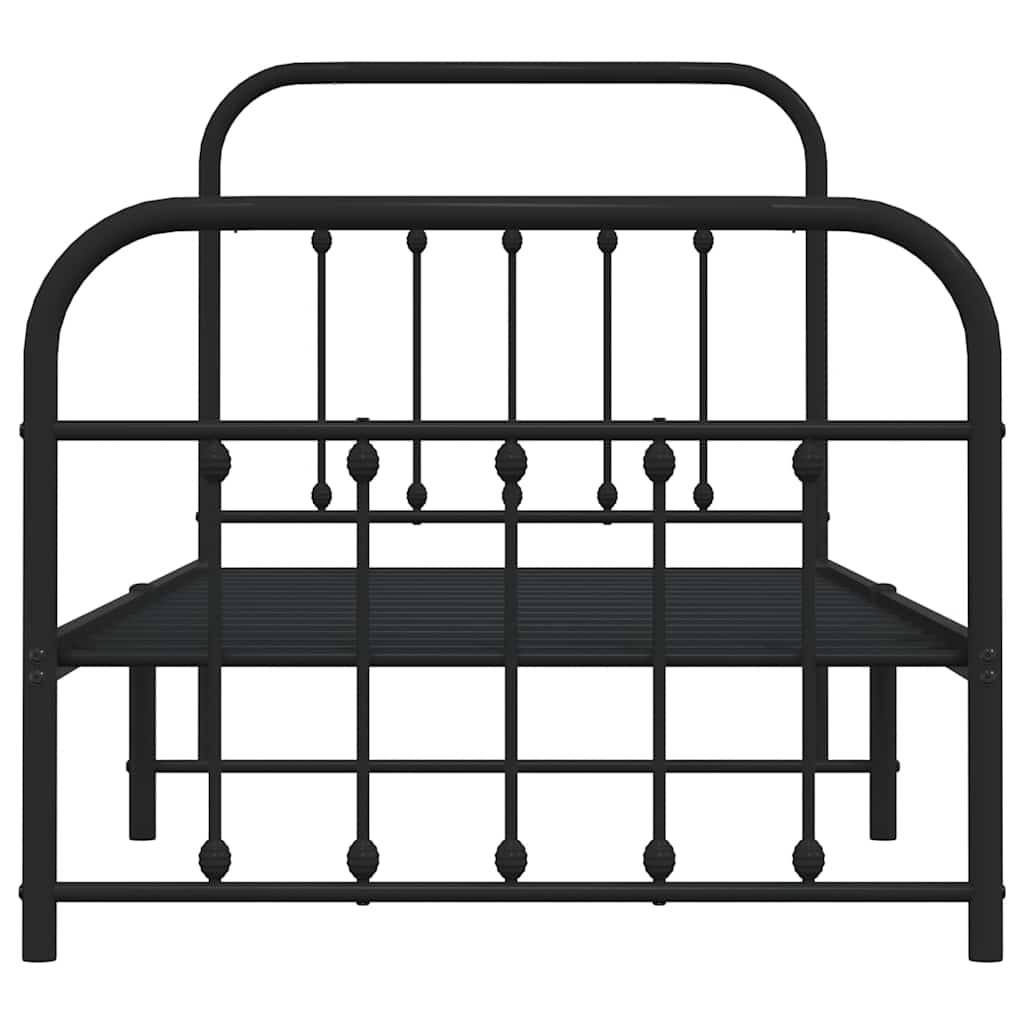 vidaXL Metal Bed Frame without Mattress with Footboard Black 90x190cm