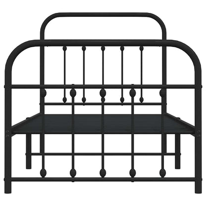vidaXL Metal Bed Frame without Mattress with Footboard Black 90x190cm