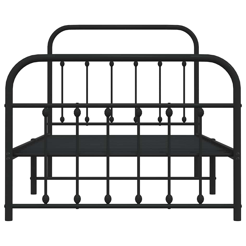 vidaXL Bed Frame | Black | Powder-Coated Steel | Single | Bed Frame