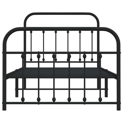 vidaXL Bed Frame | Black | Powder-Coated Steel | Single | Bed Frame