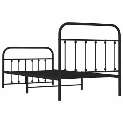 vidaXL Bed Frame | Black | Powder-Coated Steel | Single | Bed Frame