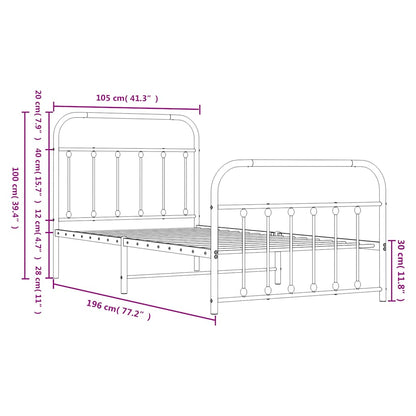 vidaXL Bed Frame | Black | Powder-Coated Steel | Single | Bed Frame