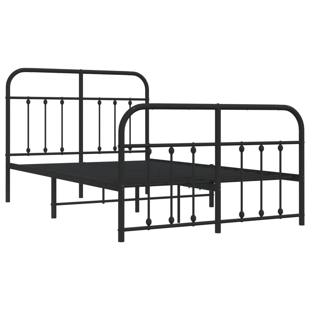 vidaXL Bed Frame | Black | Powder-Coated Steel | Small Double | Bed Frame
